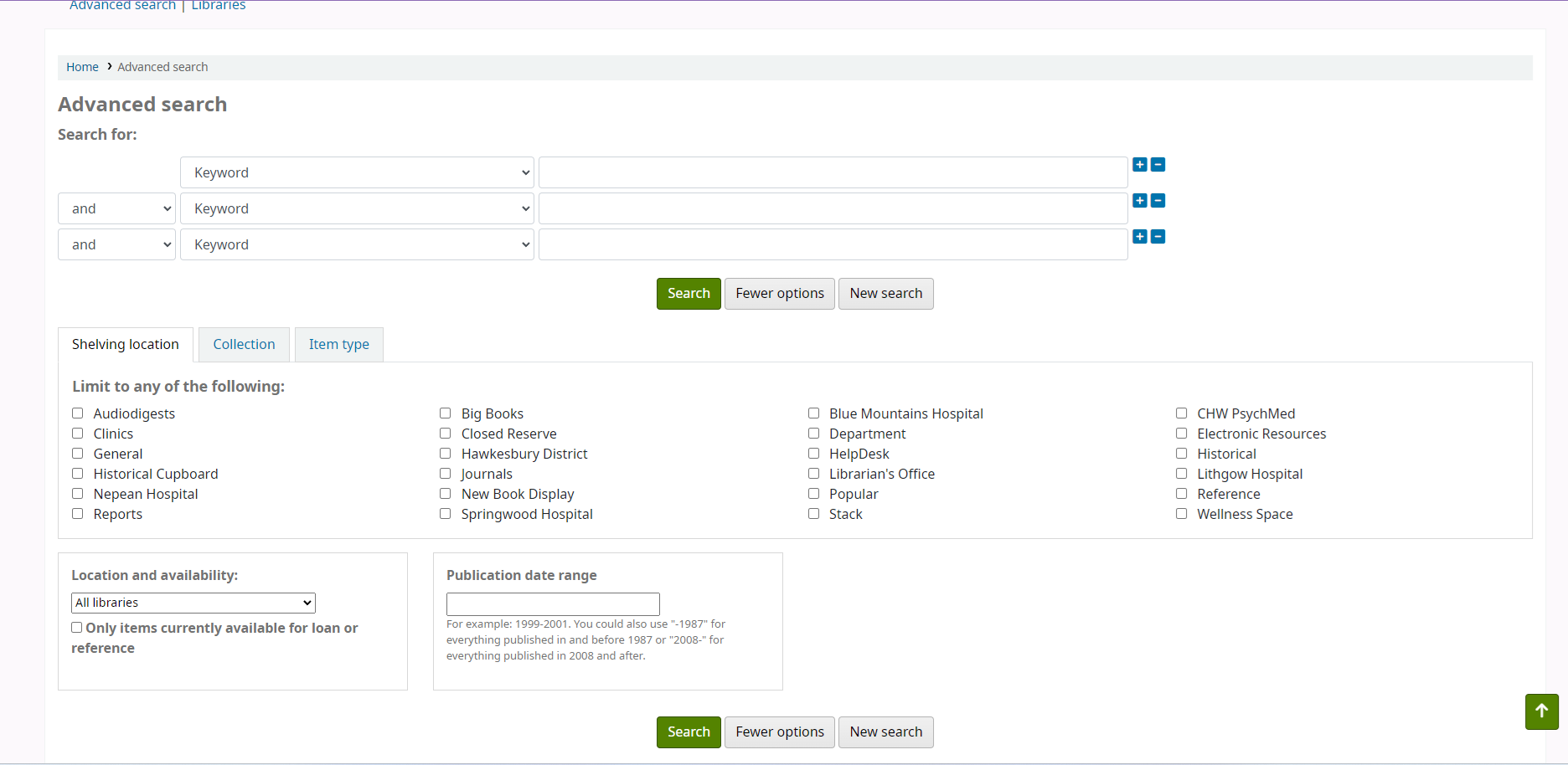 Using the refined searching system supported by Koha